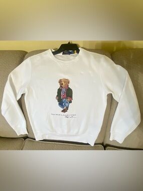 POLO by RALPH LAUREN White Crewneck Sweatshirt with classic Bear logo